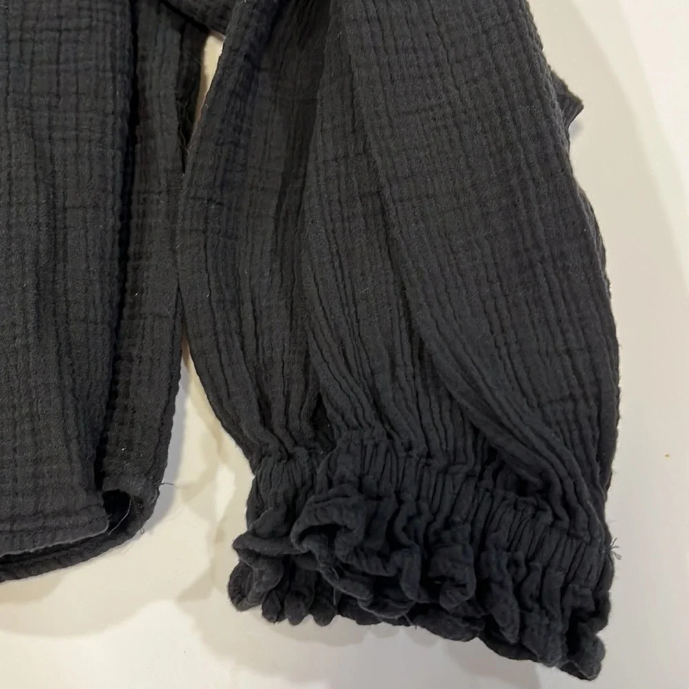 Zara -‎ black, crepe cropped blouse, xs - Picture 10 of 10
